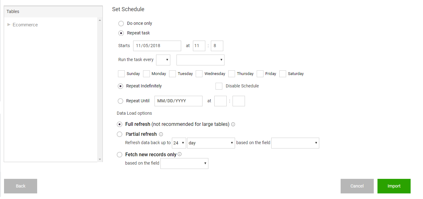 Dataset Schedule