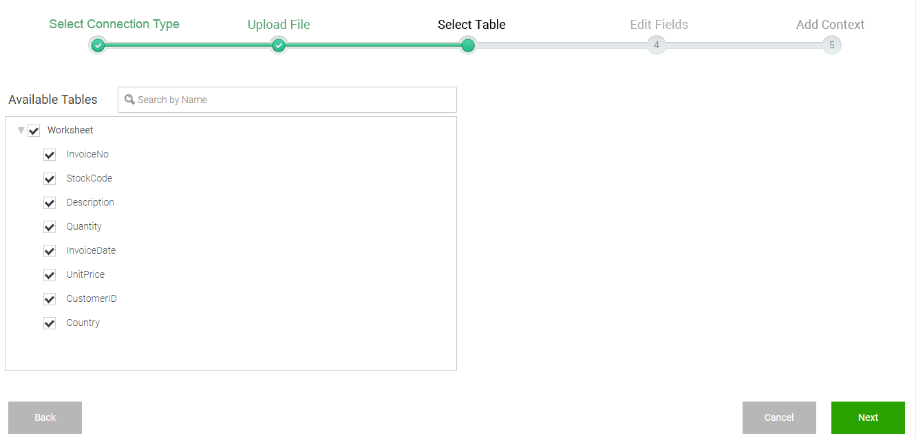 Select Sheet and Columns