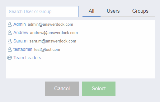 select user or group