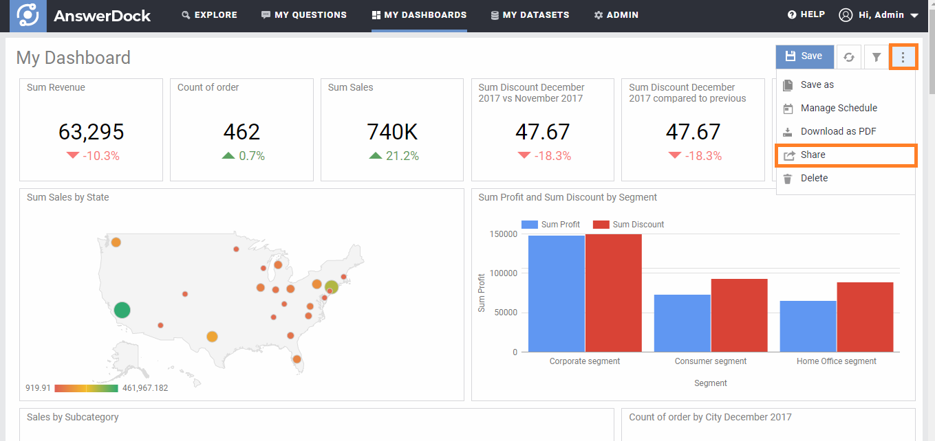 Dashboard Share Button